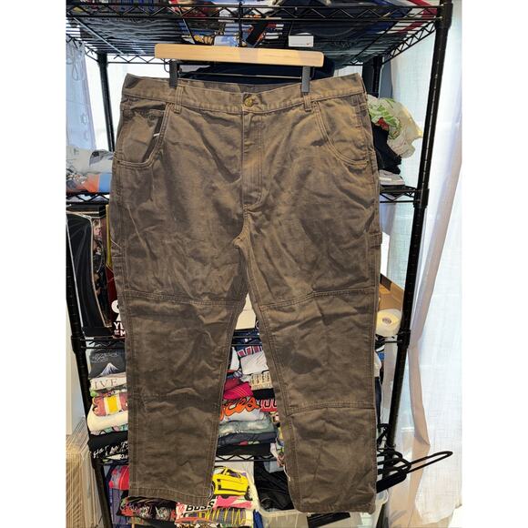 Lakin Mckey Brown Canvas Double Knee Carpenter Pants Size 42x32 - Picture 1 of 8